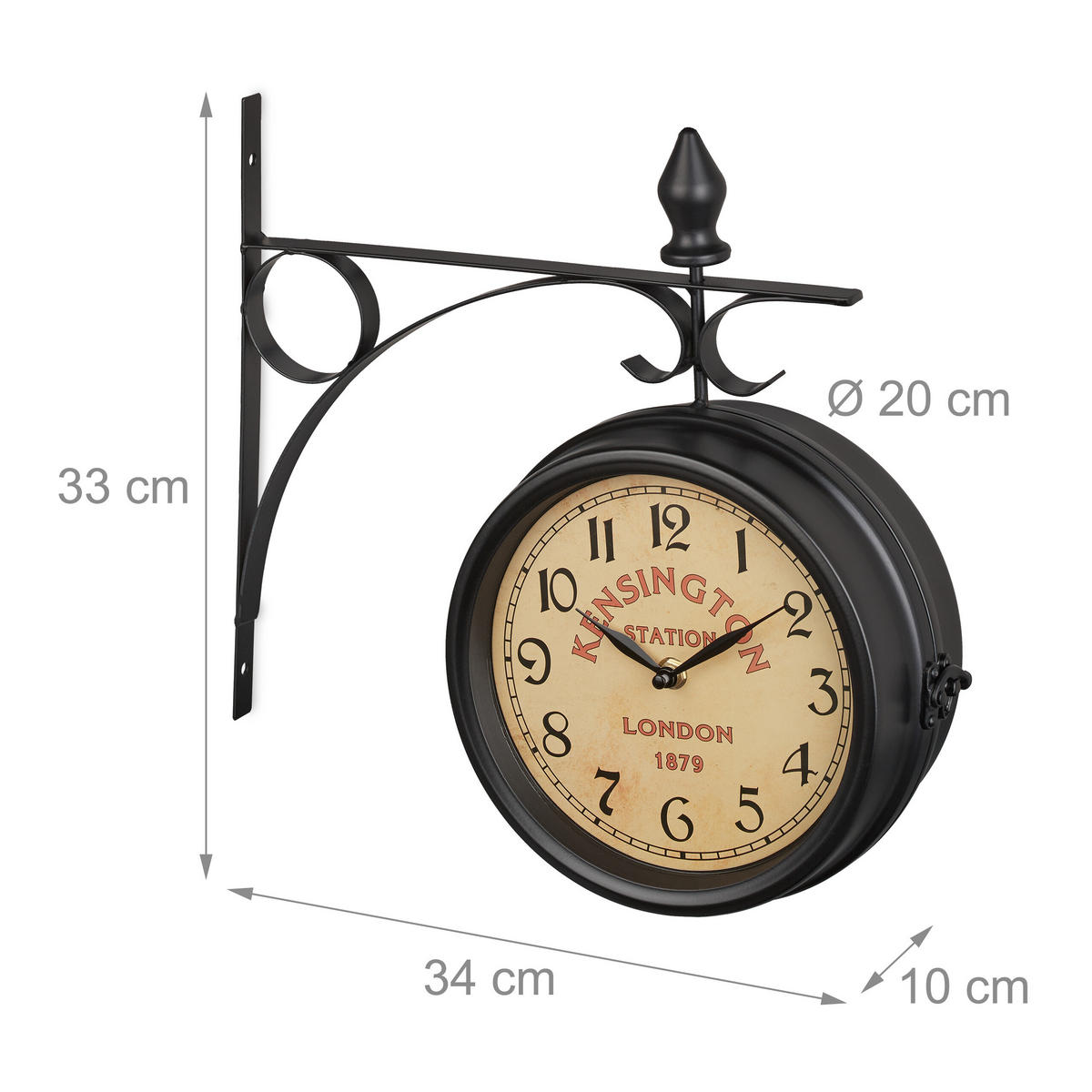 BAHNHOFSUHR - Multicolor, Glas/Metall (34/33/10cm) - Relaxdays