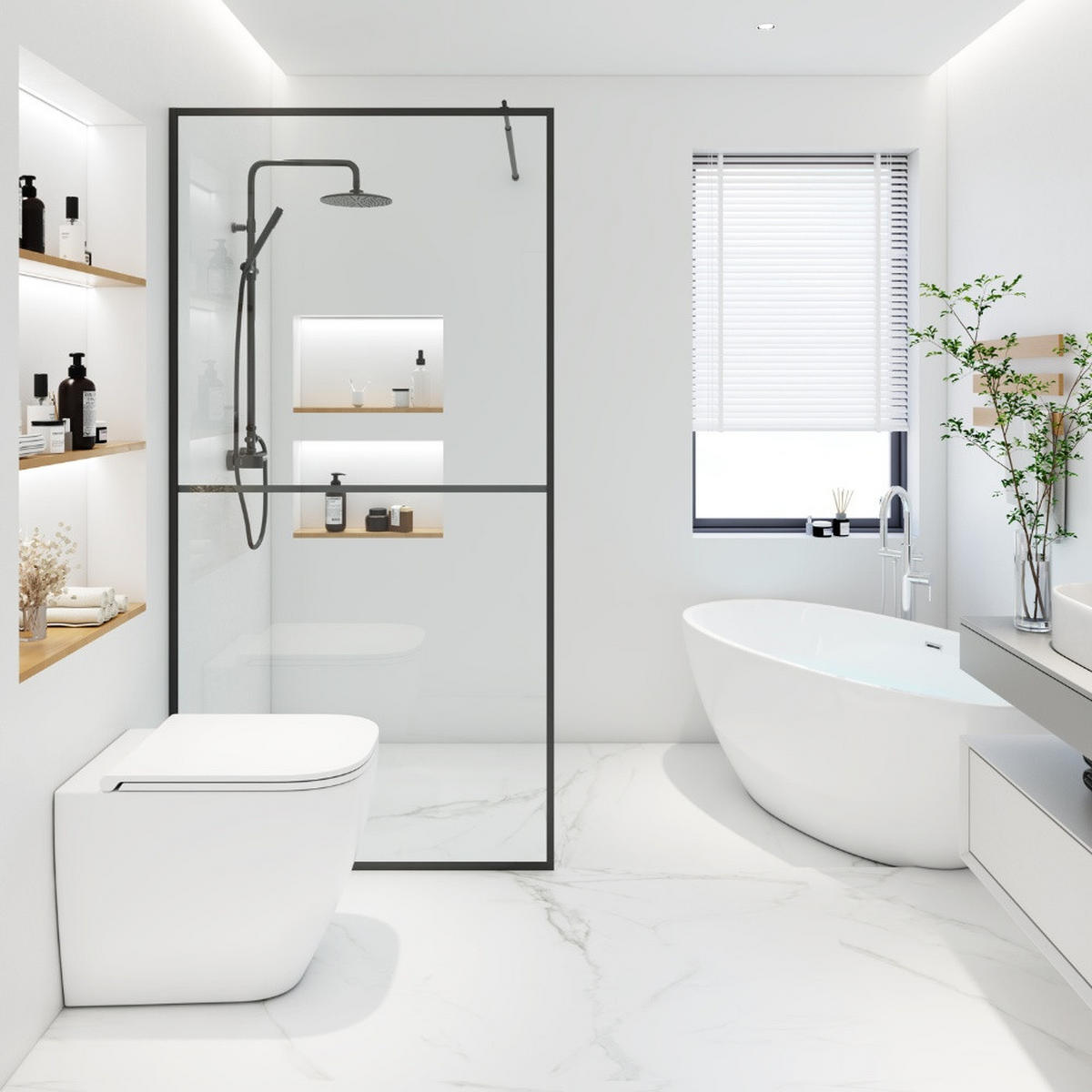 DUSCHABTRENNUNG BAKI - 90 x 200 cm - Schwarz, Glas/Metall (90/200cm) - Home Deluxe