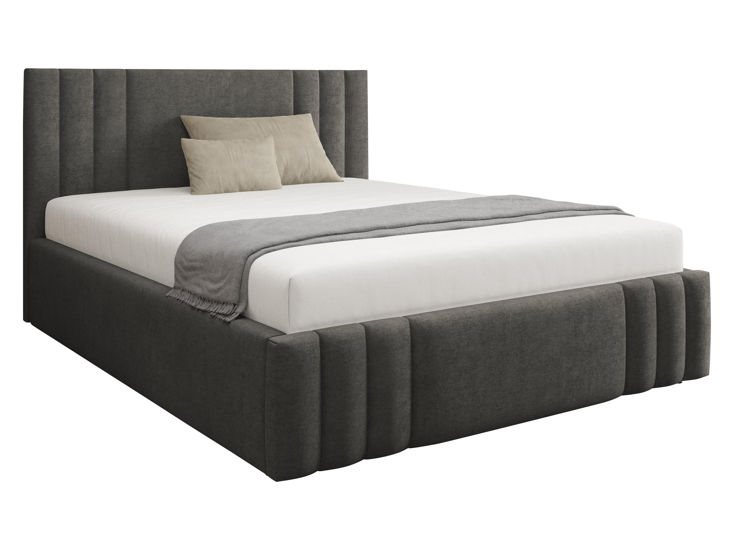 POLSTERBETT Ribo - Dunkelgrau, Holz/Textil (180/200cm) - MIRJAN24