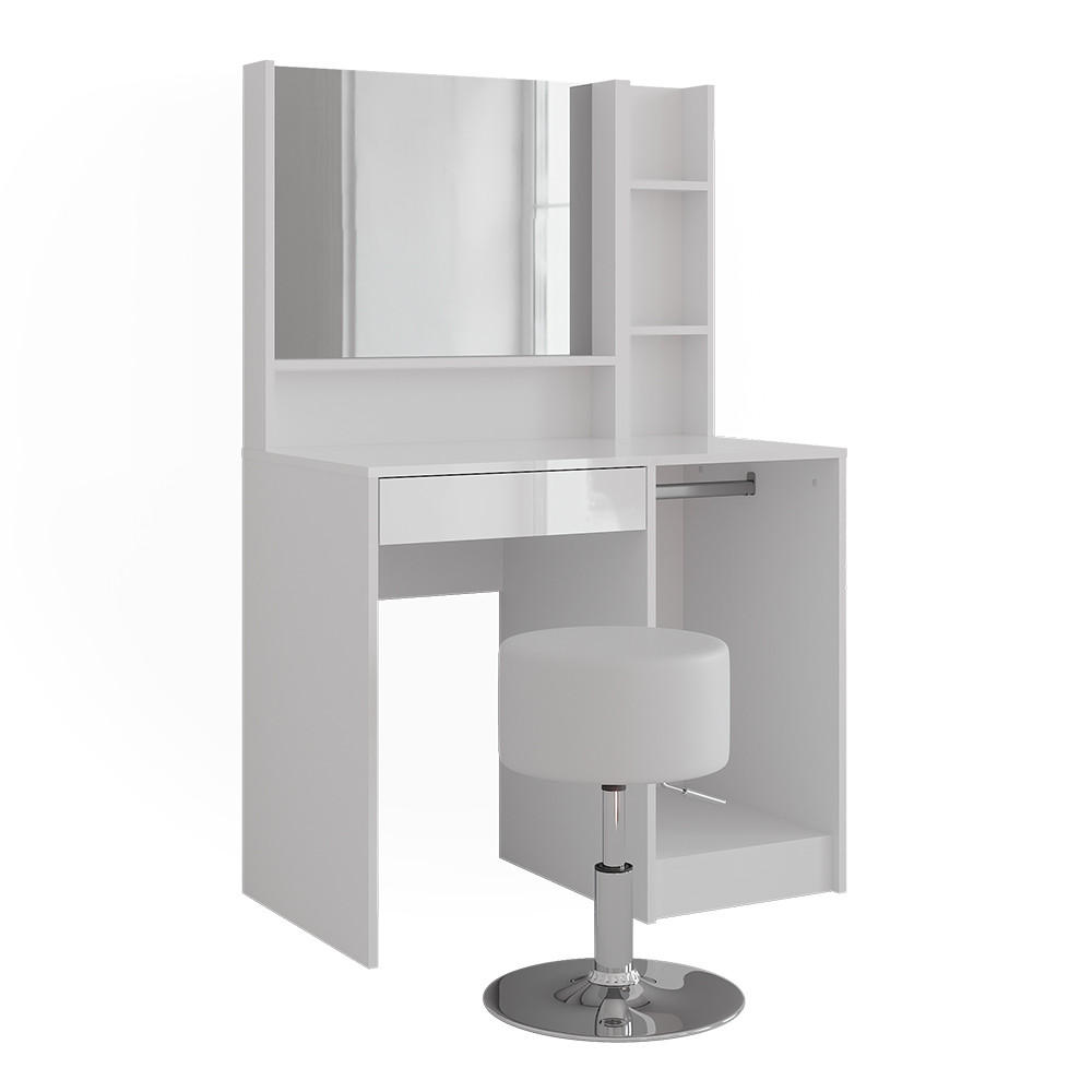 SCHMINKTISCH Sherry Weiß/Weiß Hochglanz 89.8 cm 4 Teile - Weiß Hochglanz, Holzwerkstoff (50.1cm) - Vicco