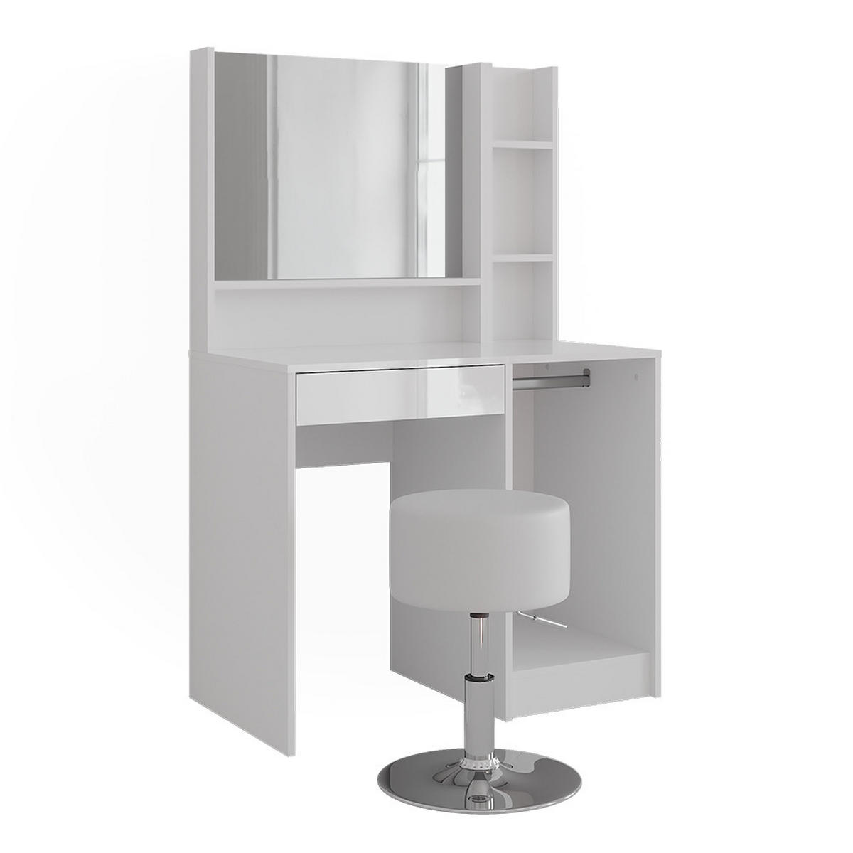 SCHMINKTISCH Sherry Weiß/Weiß Hochglanz 89.8 cm 4 Teile - Weiß Hochglanz, Holzwerkstoff (50.1cm) - Vicco