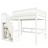 HOCHBETT 140/200 mit Stauraumtreppe und hohem Geländer in Weiß - Weiß, Holz (140/200cm) - EVRYAE
