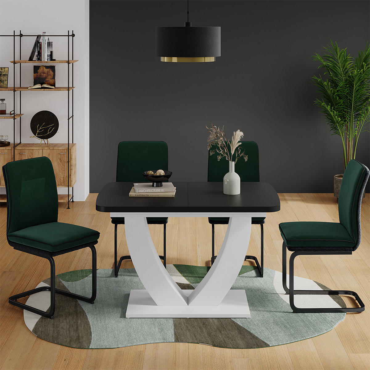 JEDÁLENSKÝ STÔL Fenaro Čierna/biela - čierna/biela, kompozitné drevo (80/120/77.4cm) - Vicco