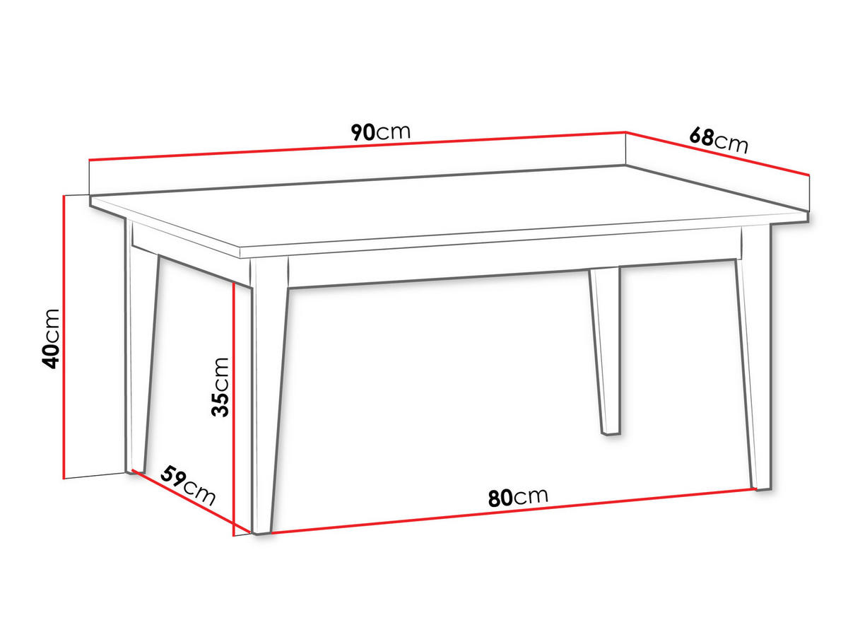 COUCHTISCH Windsor W-12 - Kaschmir/Eichefarben, Holz/Holzwerkstoff (90/68/40cm) - MIRJAN24