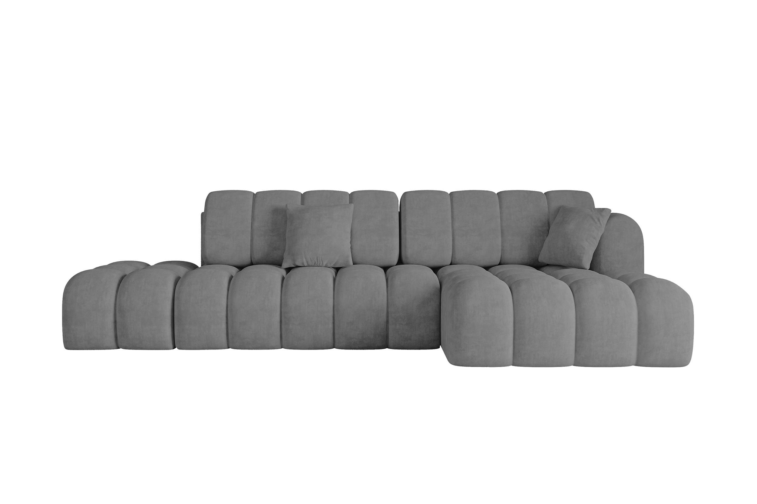 ECKSOFA mit Schlaffunktion Ottomane RECHTS OLEA-L2 321x164x75 Grau Velours - Anthrazit/Schwarz, Holzwerkstoff/Kunststoff (164/321cm) - ALTDECOR