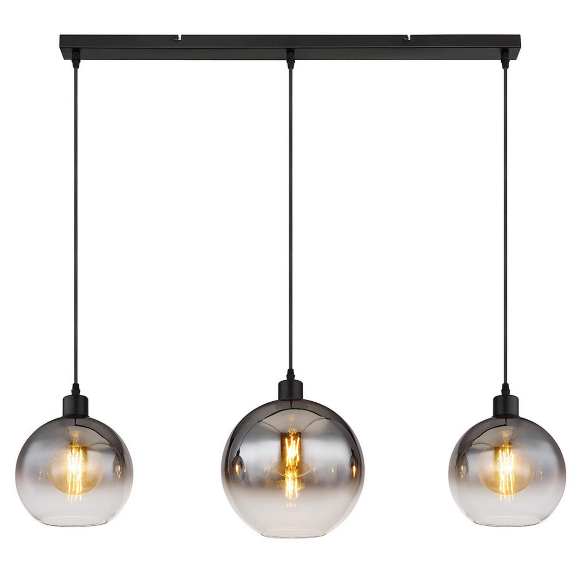 HÄNGELEUCHTE Rauchglas Grau 3-flammig - Grau, Glas (95/25/120cm) - Globo Lighting