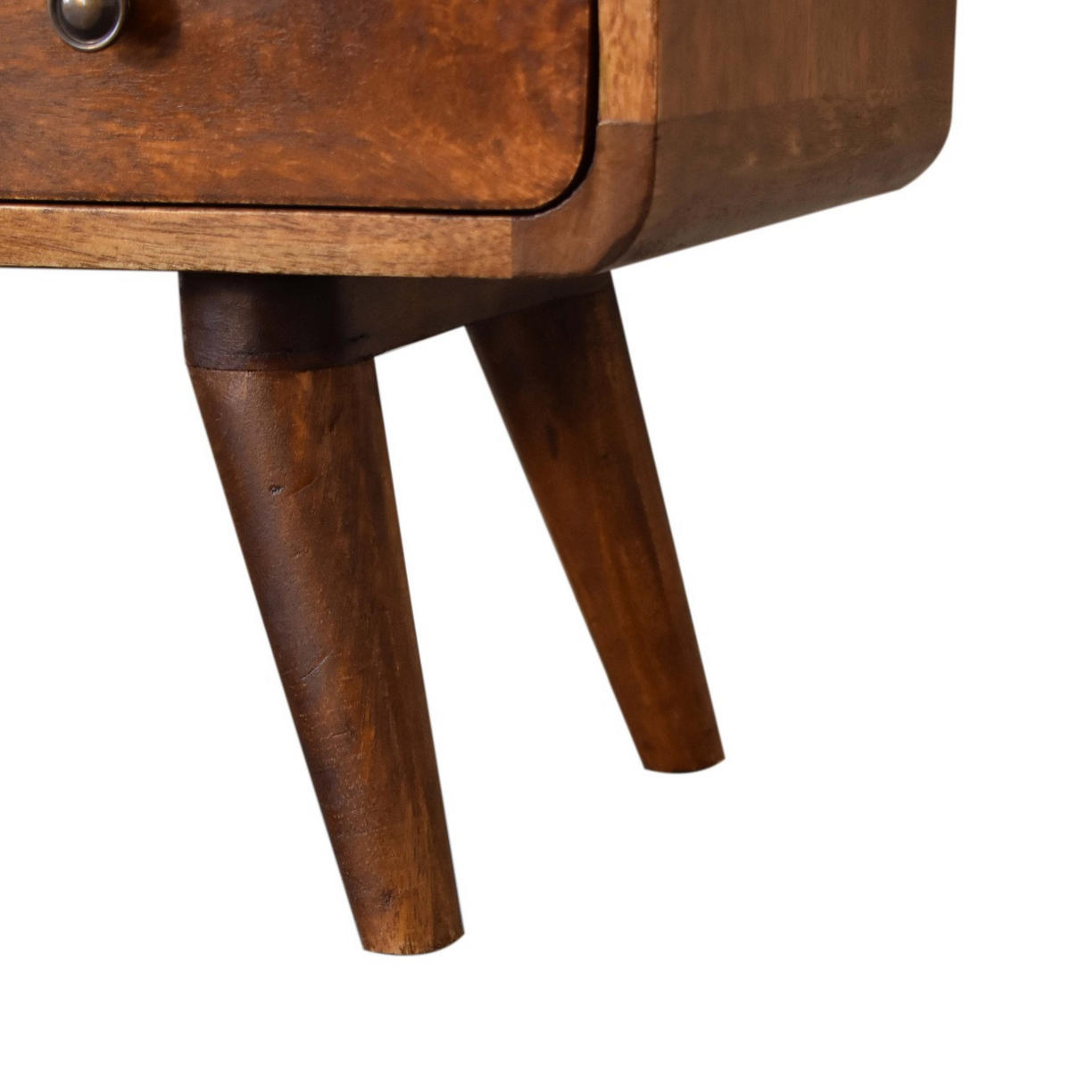 MEDIENANLAGE TV-Schrank aus Massivholz, 2 Schubladen, 1 offenes Regal, nordische Beine, Braun - Messingfarben/Braun, Holz/Metall (60/45/30cm) - Artisan Furniture