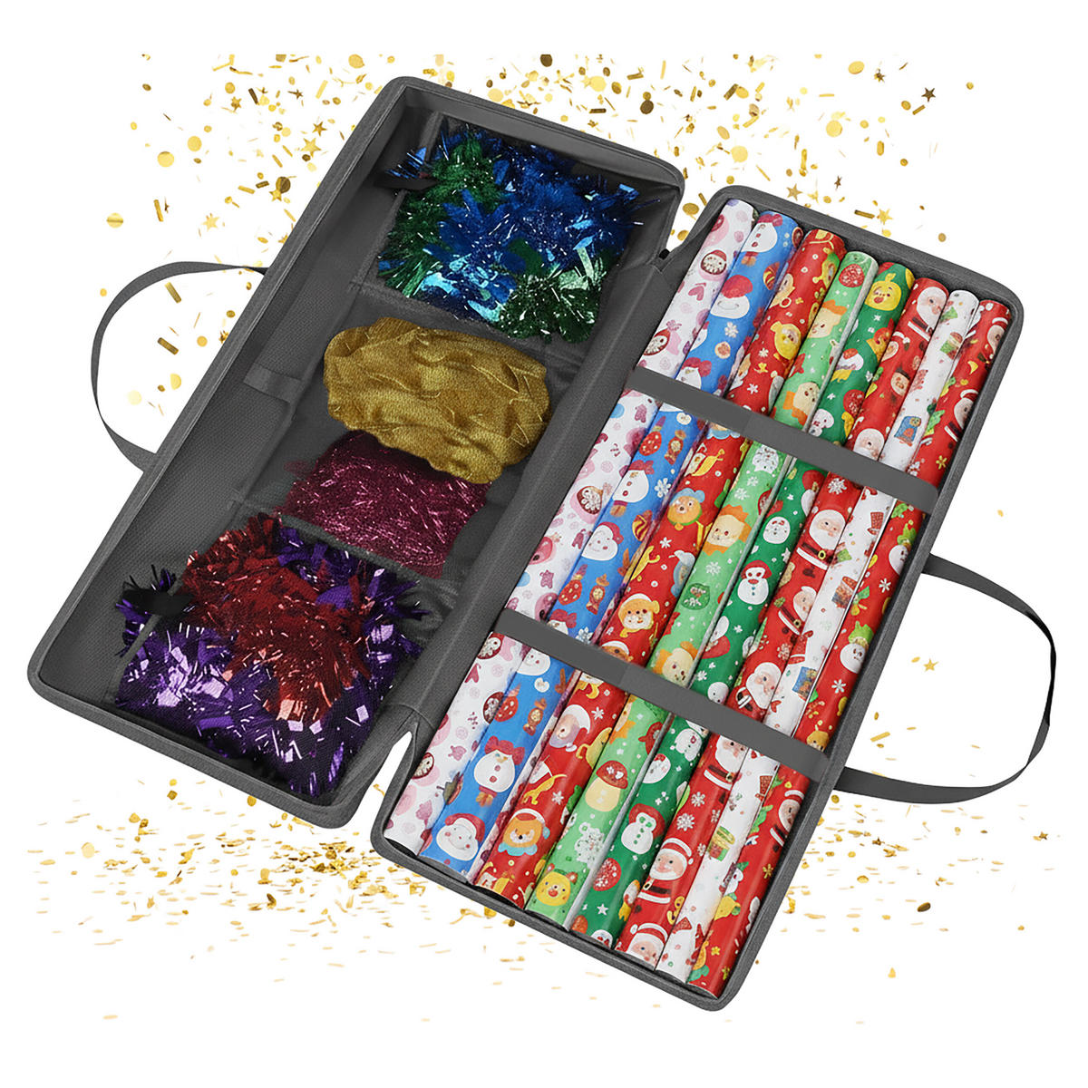 GESCHENKPAPIER-AUFBEWAHRUNG - Grau, Kunststoff/Textil (82/34/13cm) - Relaxdays