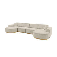 WOHNLANDSCHAFT MARI-U2-v2 - 388x171x83 cm Ecru Velours - Ecru, Holzwerkstoff/Textil (388/83/171cm) - ALTDECOR