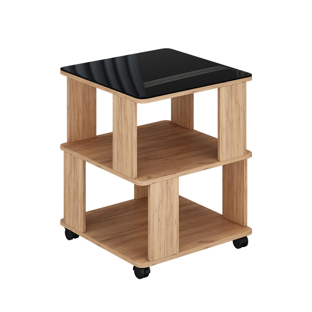 COUCHTISCH Velito Goldkraft Eiche/Schwarz 50 x 50 cm - Eiche Wotan/Schwarz, Holzwerkstoff (50/50/60.5cm) - Vicco