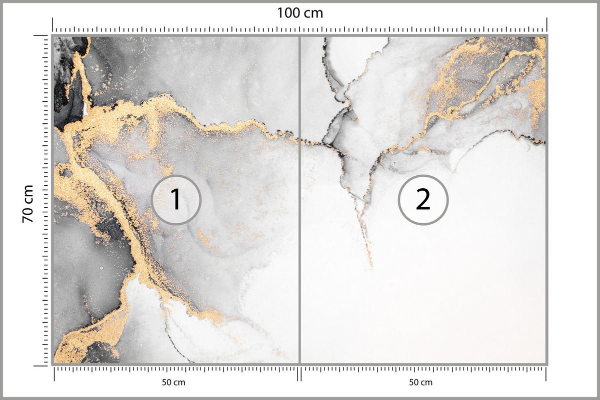 FOTOTAPETE Grauer Marmor Muster Abstraktion 100x70 - Beige/Schwarz, Papier (100/70cm) - Muralo