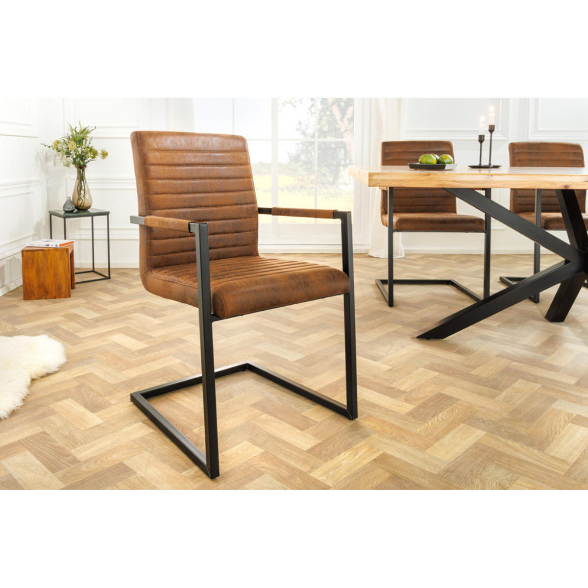 STUHL LOFT Microfaser Braun - Braun, Textil/Metall (54/91/55cm) - riess-ambiente