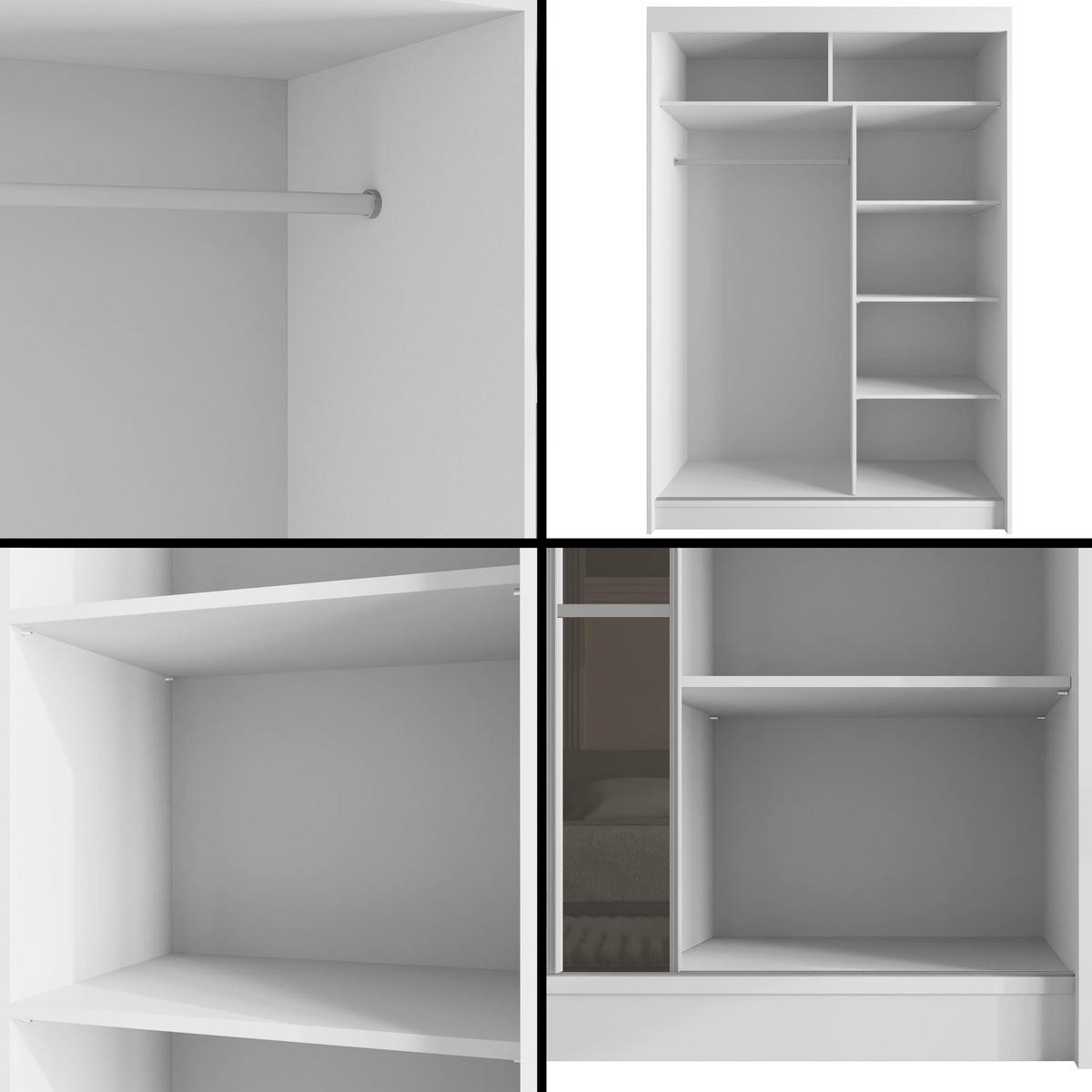KLEIDERSCHRANK PEKA III - 120 cm - Weiß|Grau - Weiß/Grau, Holzwerkstoff (120/215/61cm) - ALTDECOR