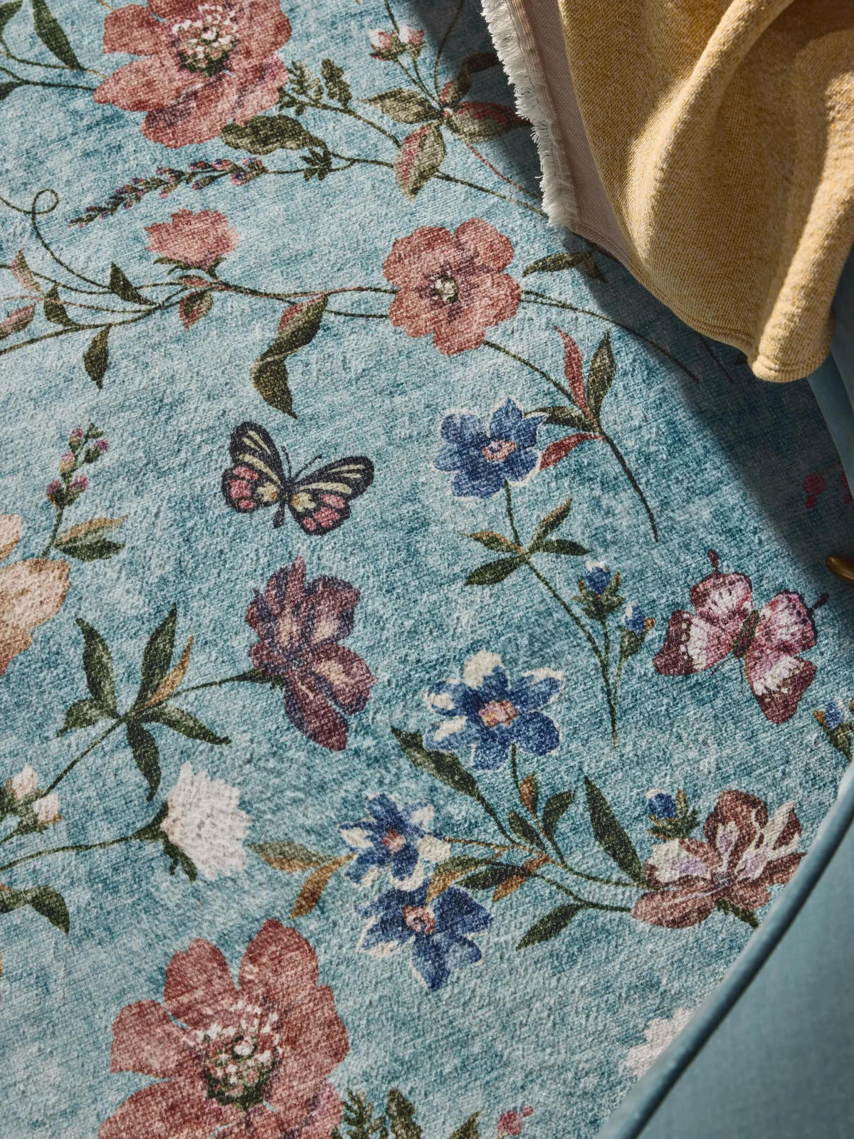 TEPPICH Milly waschbar Multicolor/Türkis 200/300 cm - Türkis/Multicolor, Kunststoff/Textil (200/300cm) - benuta