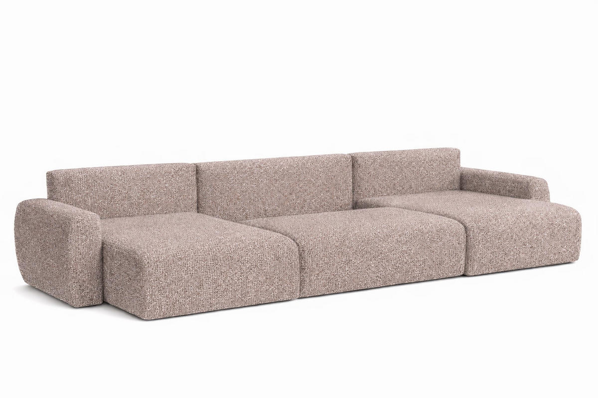 ECKSOFA Mit Schlaffunktion Und Bettkasten U-Form Ariel U, Chenille-Stoff Artico, Beige - Beige, Holz (342/142cm) - Kaiser Möbel