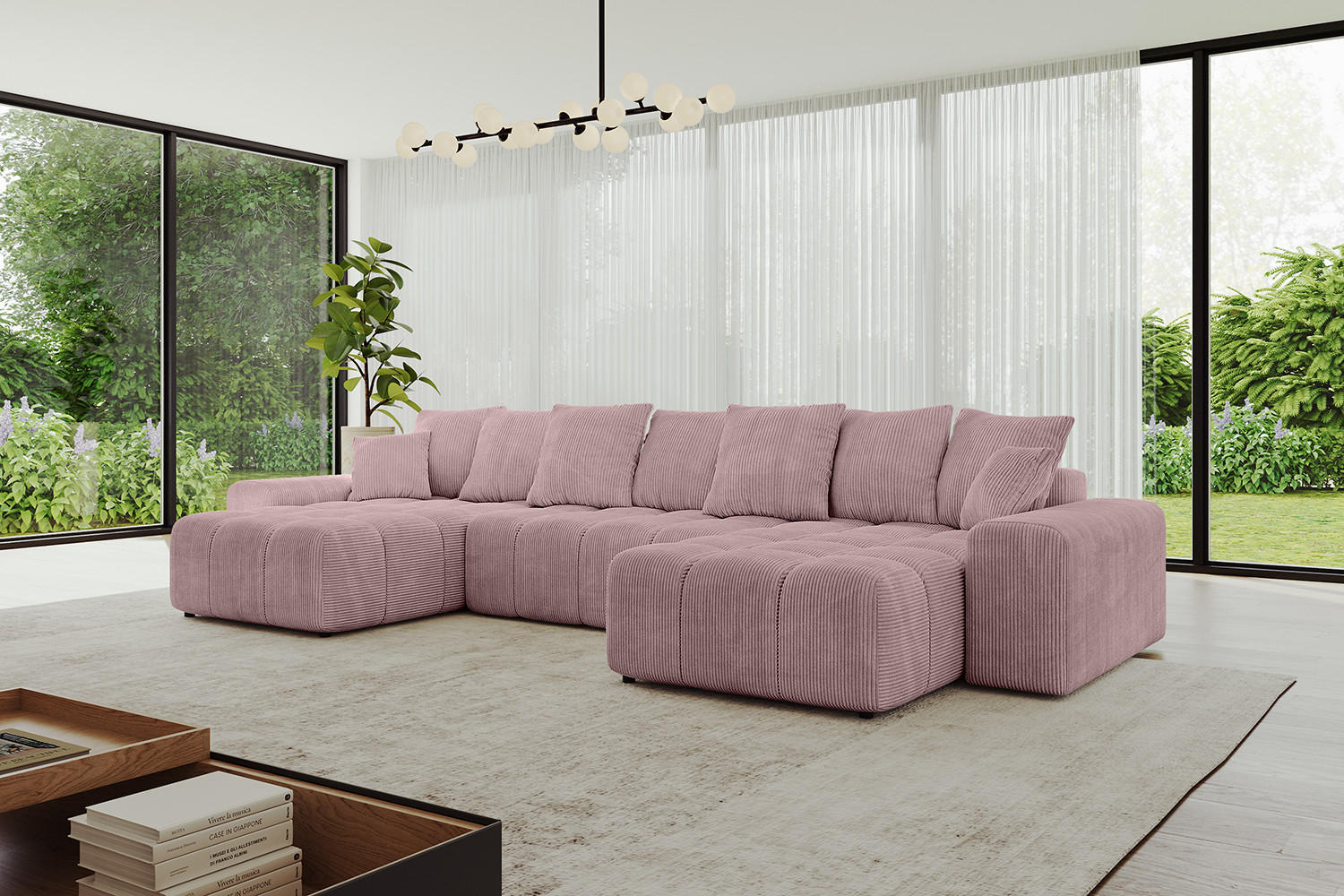 Thumbnail - Altdecor Wohnlandschaft, Rosa, Textil, 6-Sitzer, U-Form, 401x68x189 cm, Wohnzimmer, Sofas & Couches, Wohnlandschaften, W...