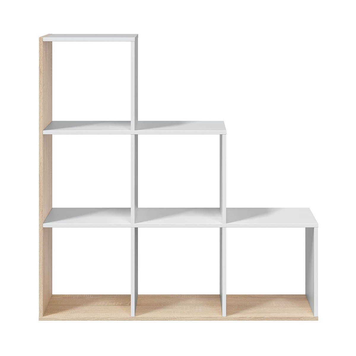 BÜCHERREGAL Treppe 6 Fächer Step - H110 cm - Weiß, Holzwerkstoff (28/110/108cm) - Calicosy