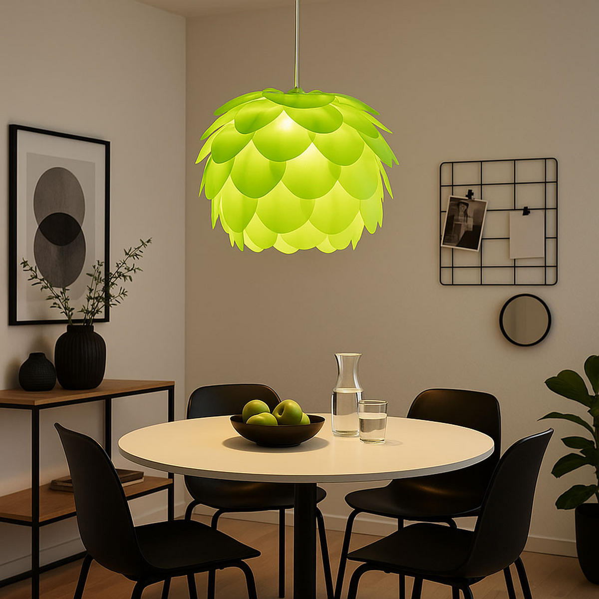 HÄNGELEUCHTE Stahl Grün Blätteroptik - Grün, Metall (42/42/110cm)