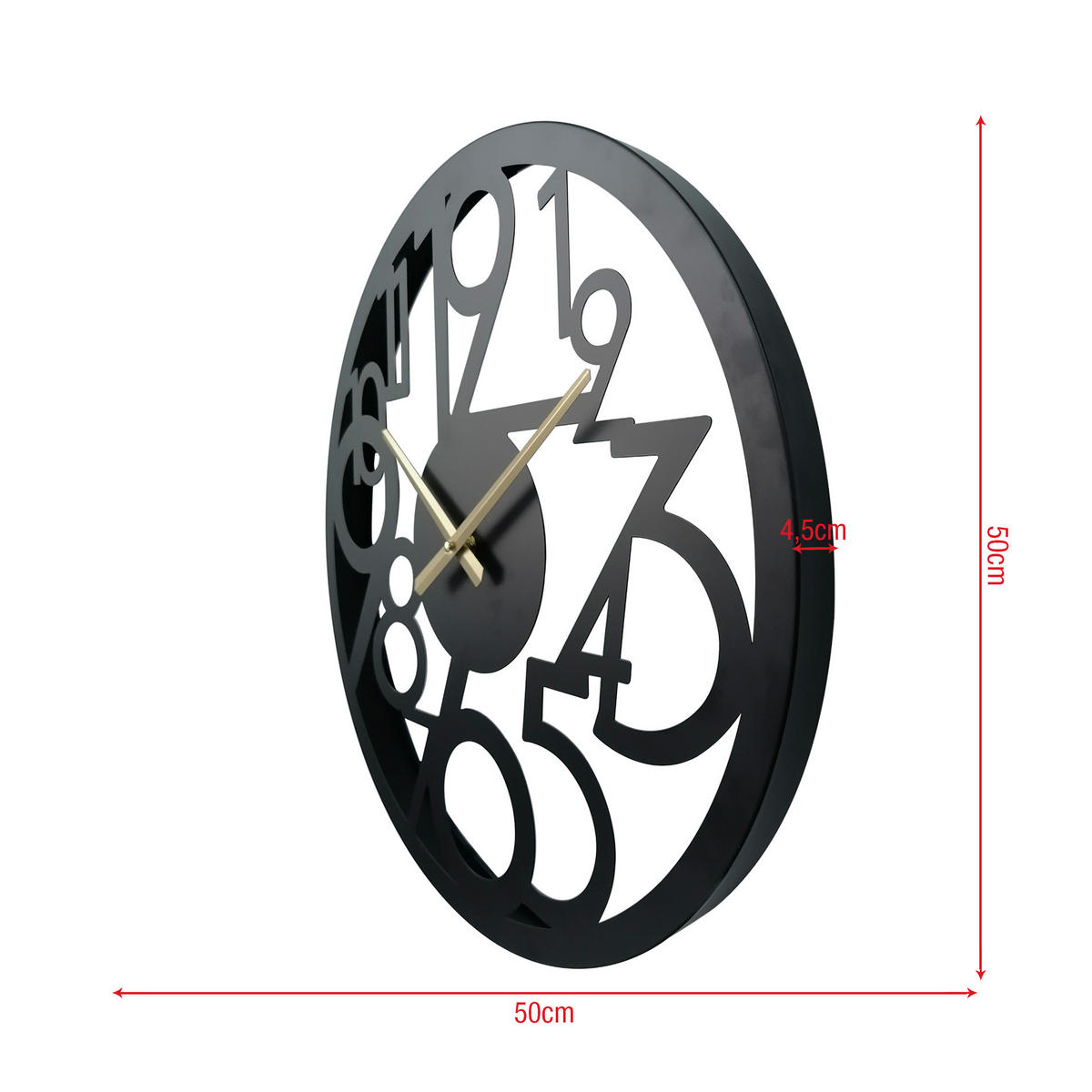 WANDUHR Schwarz 5/50/50 cm - Schwarz, Metall (5/50/50cm) - Mobili Rebecca