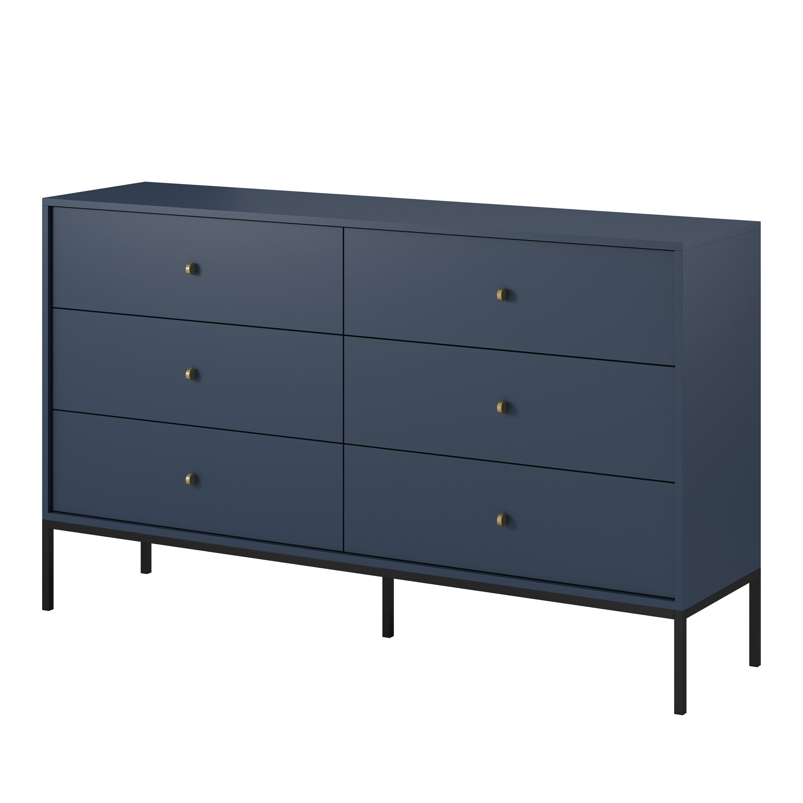 SIDEBOARD MONDO 154/89/39 cm mit 6 Schubladen Blau - Blau, Holzwerkstoff (154/89/39cm) - MASSENO