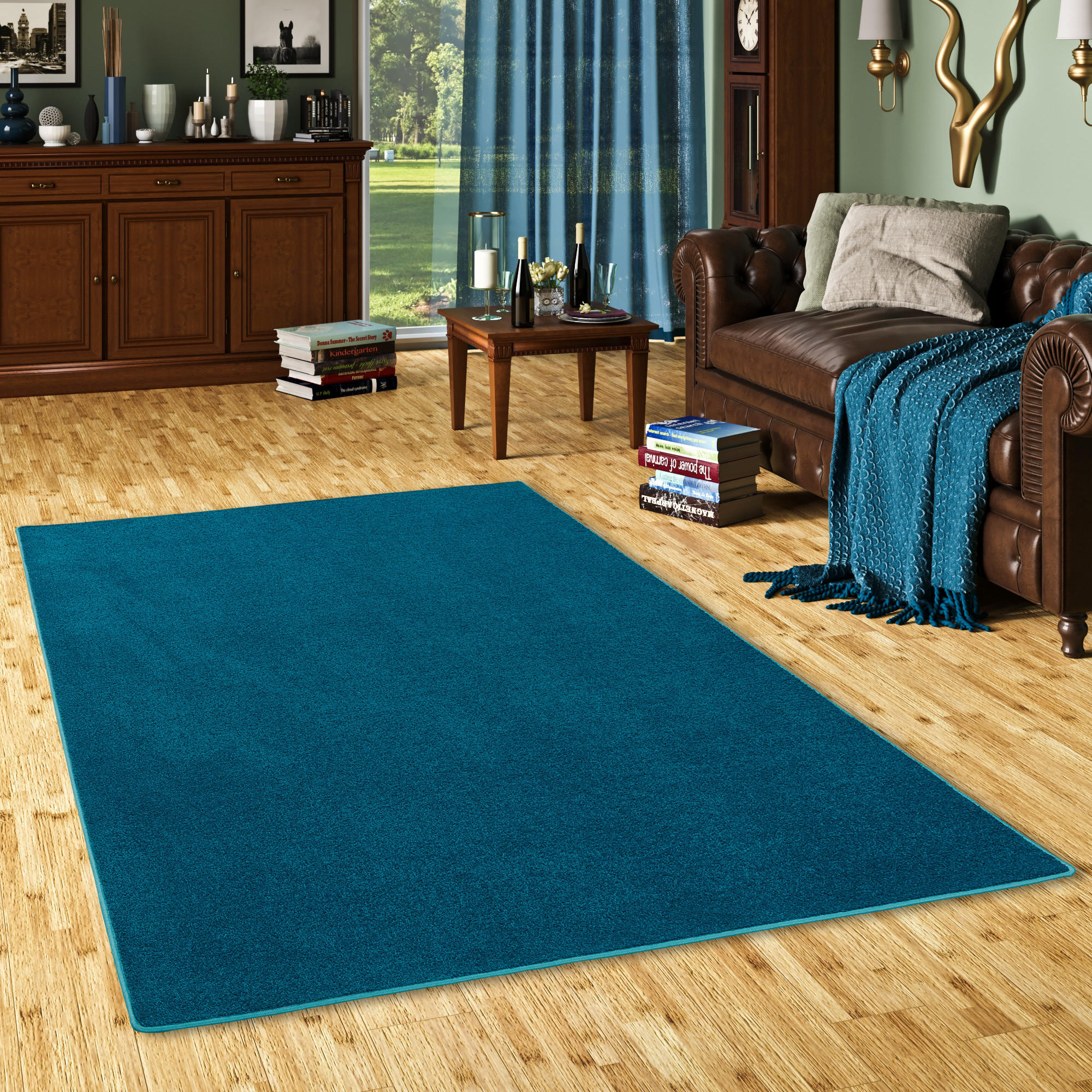 HOCHFLOR VELOURS TEPPICH LUNA - Petrol, Textil (200/250cm) - Snapstyle