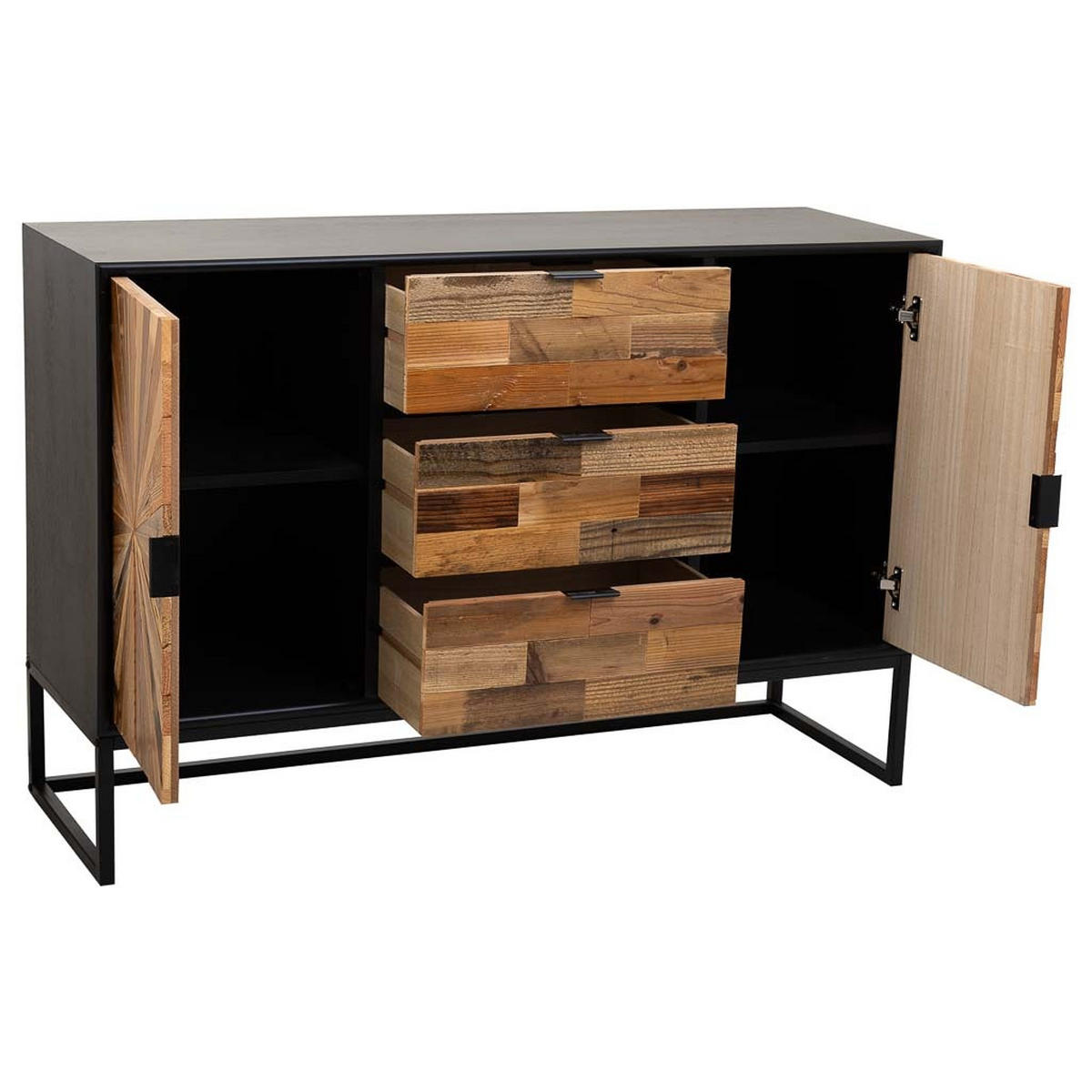 ANRICHTE aus Holz 120x38x78 cm - Schwarz, Metall (38/120/78cm) - Wanderlust