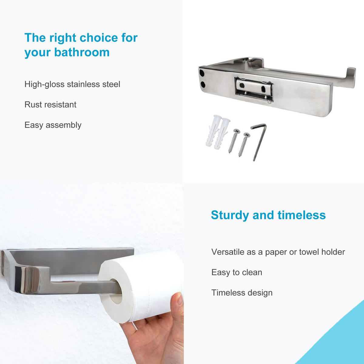 TOILETTENPAPIERHALTER ohne Ablage - Silberfarben, Metall (12/12/15cm) - Intirilife