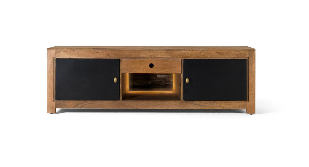TV-SCHRANK aus Mangoholz und Metall - Braun, Holz (160/50/45cm) - Giner y Colomer