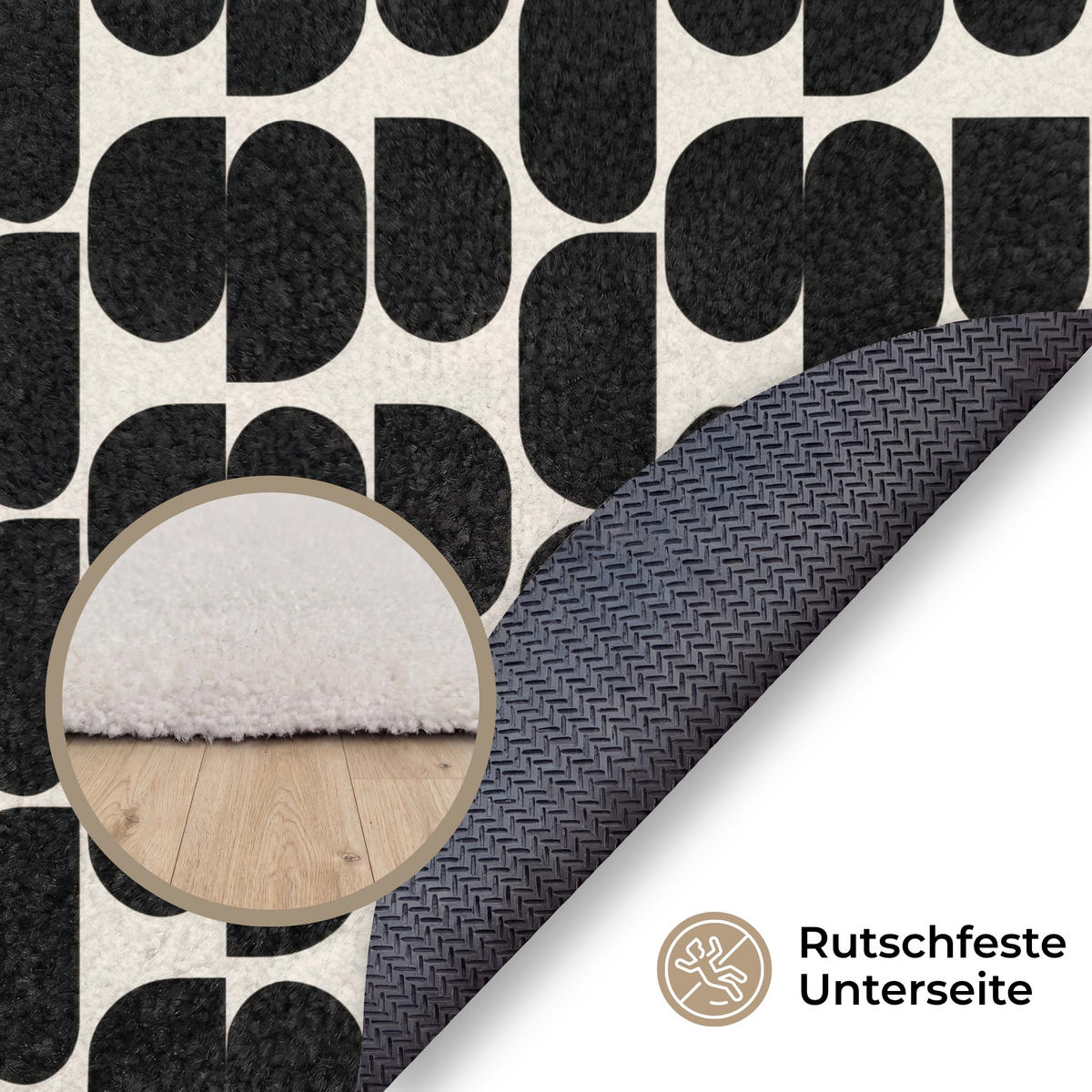 KOBERCE - Moderné - vzorované - čierne - 120x120 cm - čierna, textil/plast (120/0.4cm) - OnlyWow