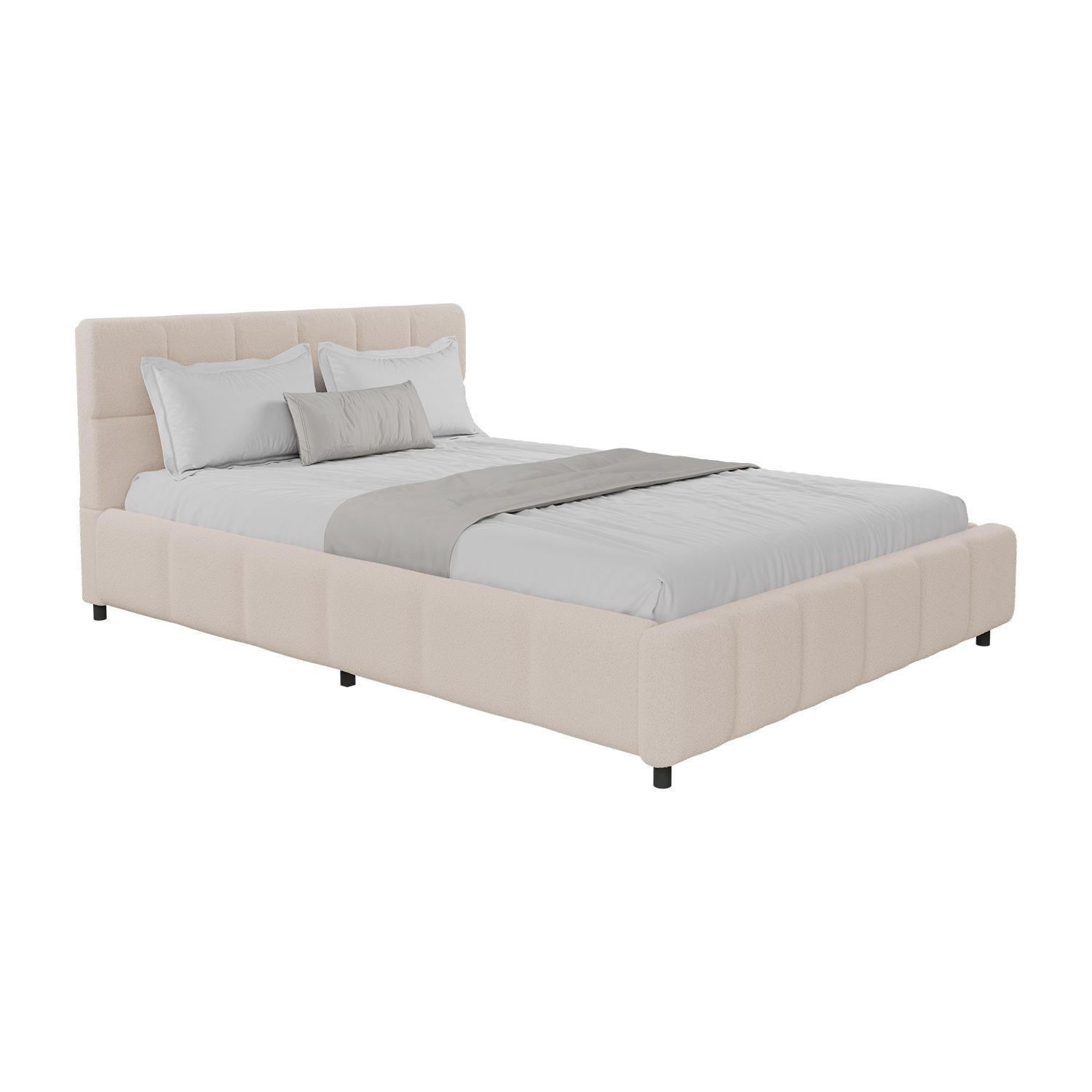 POLSTERBETT Florenz beige 140x200 cm mit Matratze - Beige, Holz (140/200cm) - Juskys