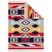 TEPPICH AZTECA Rot Gelb Grau Schwarz 80/300 cm - Gelb/Rot, Naturmaterialien (80/300cm) - Tapiso