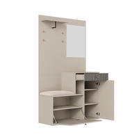 SCHUHSCHRANK aus MDF 110x185,5x37cm in Beige mit Spiegel - Beige, Holzwerkstoff (110/185.5/37cm) - Modfu