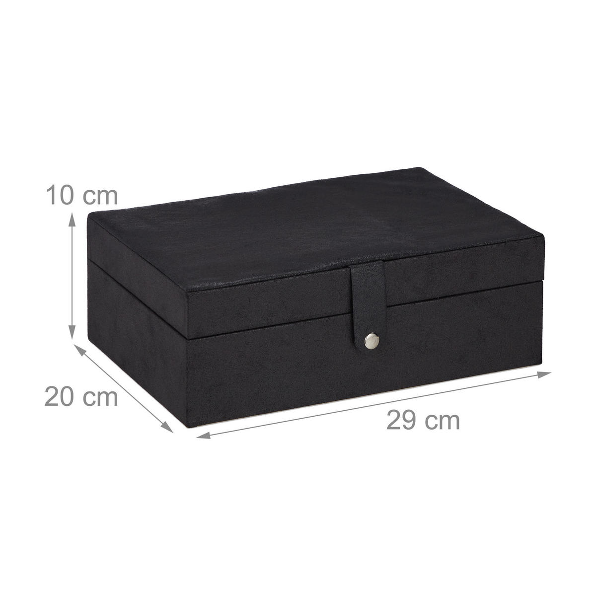 SCHMUCKKÄSTCHEN - Schwarz, Holzwerkstoff/Wellpappe (29/10/20cm) - Relaxdays