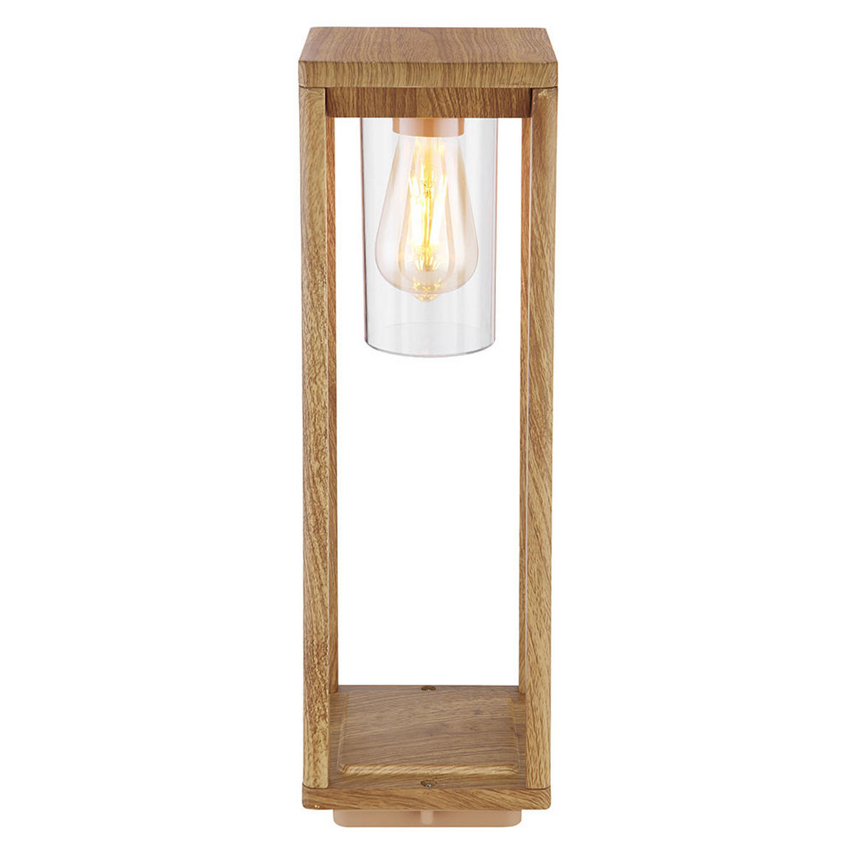 LED SOCKELLEUCHTE Aluminium Holzoptik Braun - Braun, Metall (15/15/50cm) - Globo Lighting