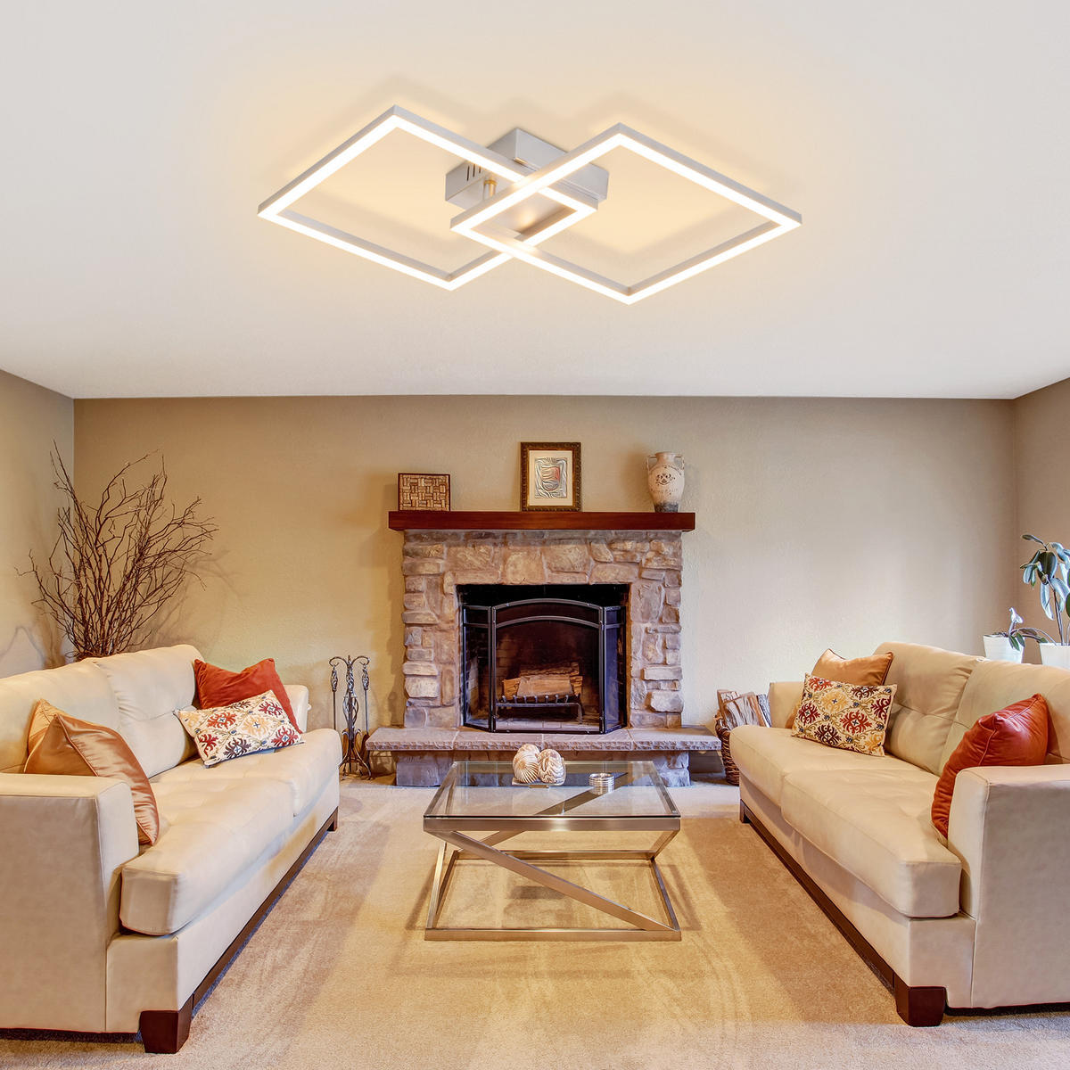 LED DECKENLEUCHTE Felwynne 39.5/39.5/6.7 cm - Silberfarben, Kunststoff (39.5/39.5/6.7cm) - ZMH