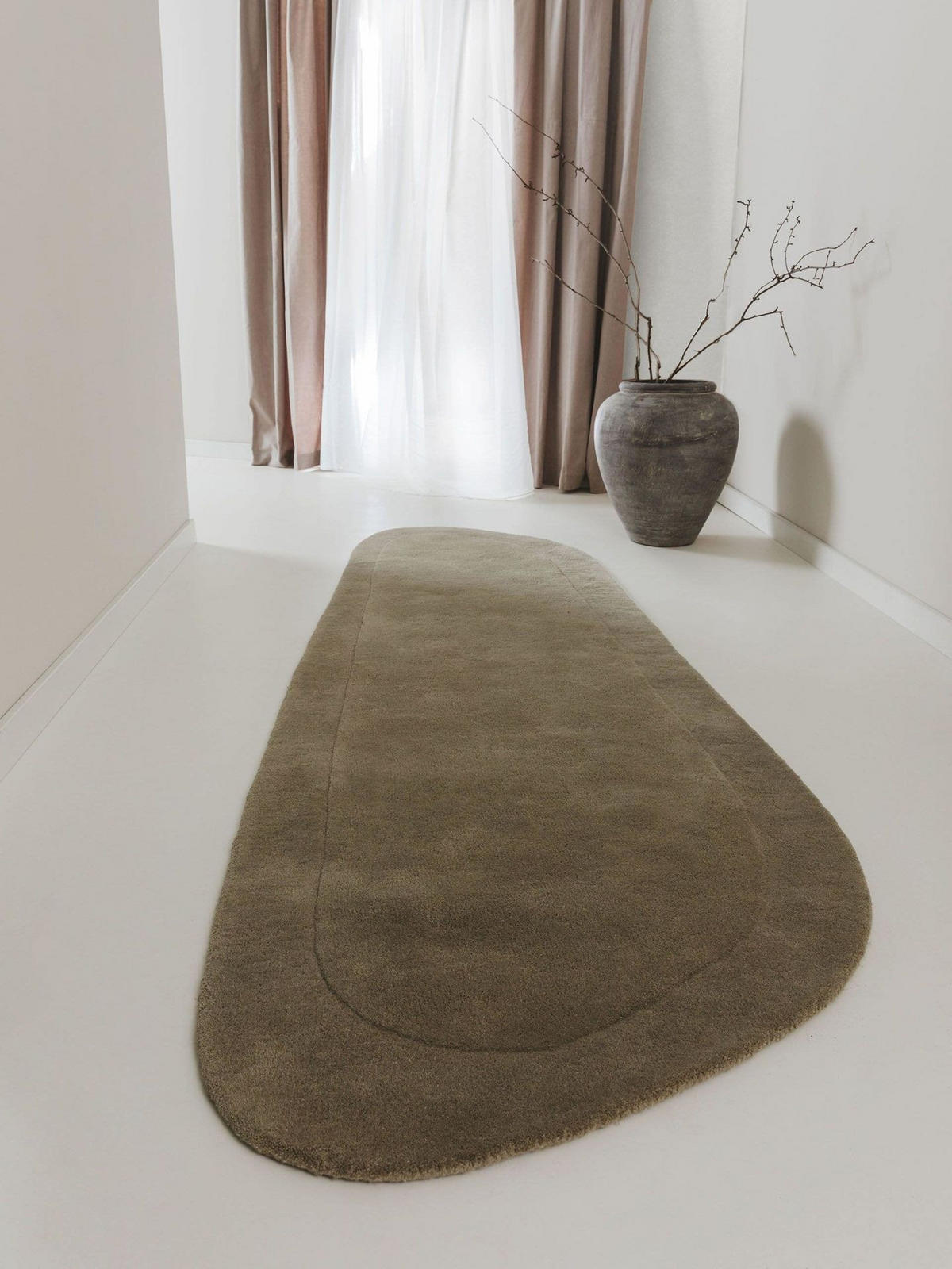 WOLLTEPPICH Shape Hellgrün 80x250 cm - Grün, Naturmaterialien/Textil (80/1cm) - KUNSTLOFT