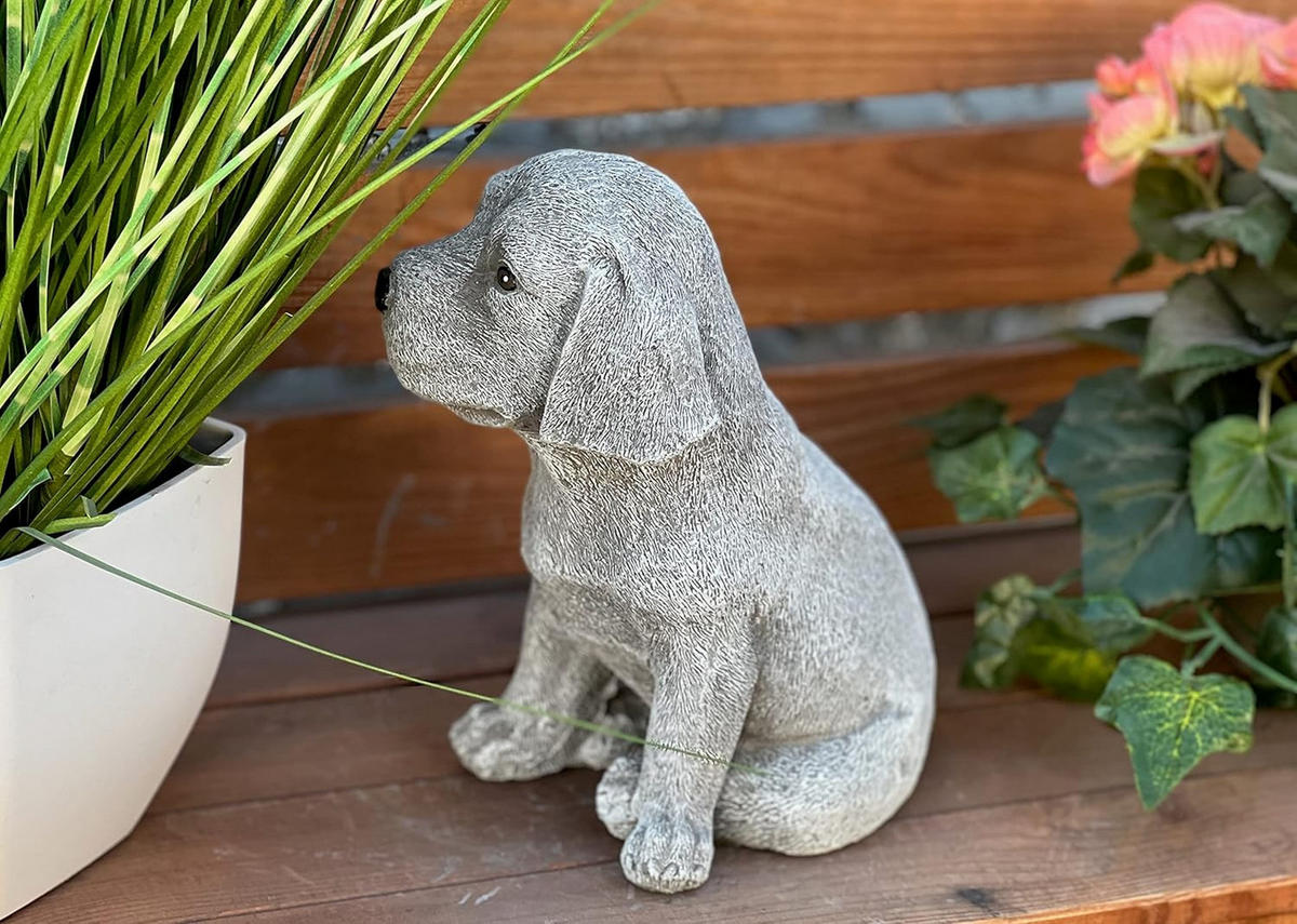 STEINFIGUR Beagle Welpe frostfest Steinguss - Grau, Stein (11/20/18cm) - stoneandstyle