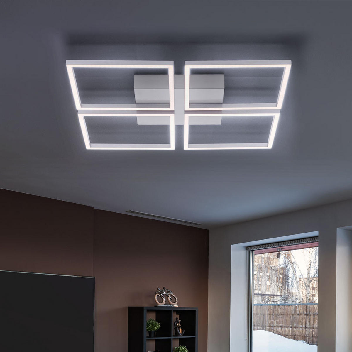 LED DECKENLEUCHTE Stahlfarben Silber - Silberfarben, Metall (52.5/52.5/5.3cm)