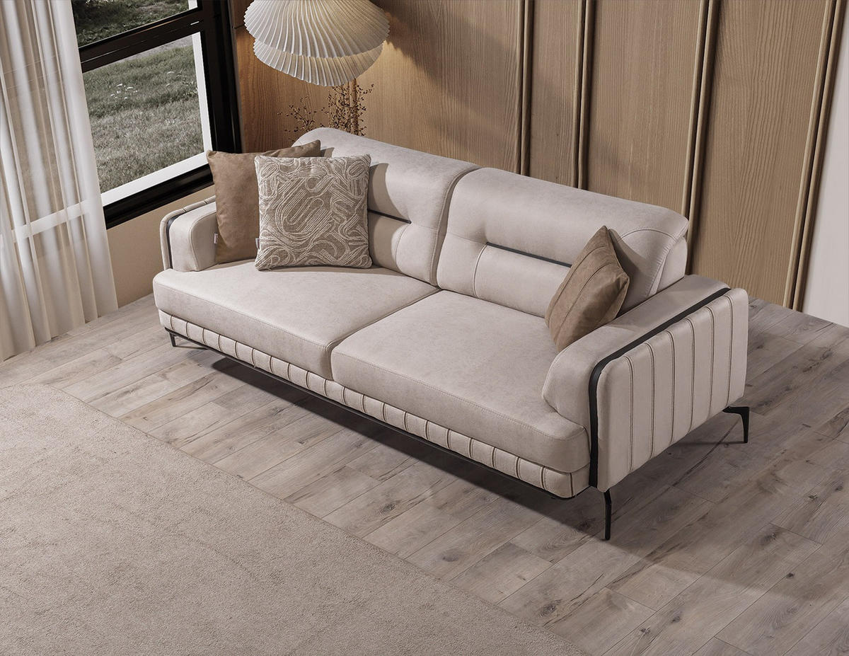 SITZGARNITUR Note Creme Stellvariante:3+1+1 - Creme, Holz (227/82/97cm) - Villa Möbel