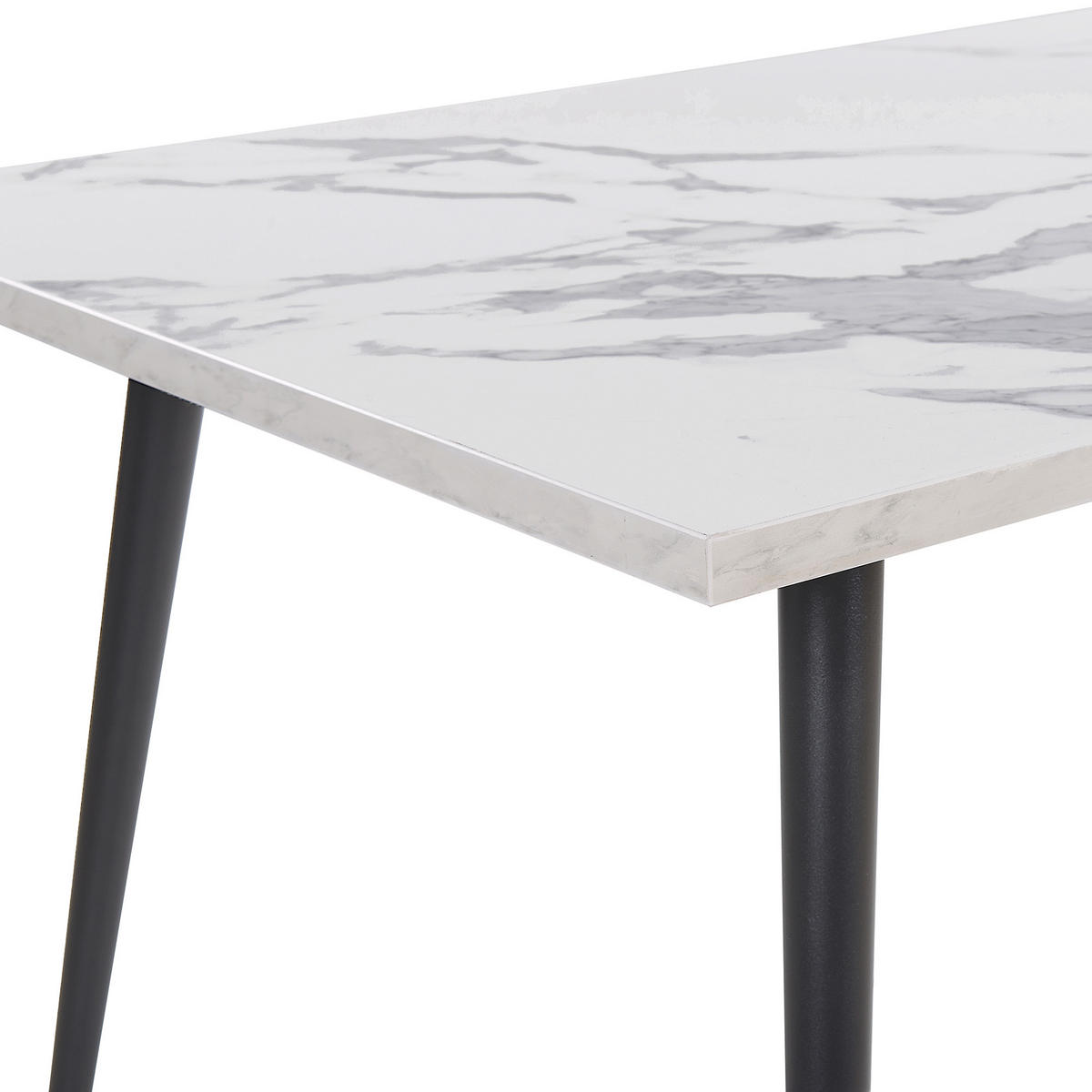 ESSTISCH 160/80/76 cm Weiß schwarz Rechteckig Santiago - Weiß, Holzwerkstoff (160/80/76cm) - Beliani