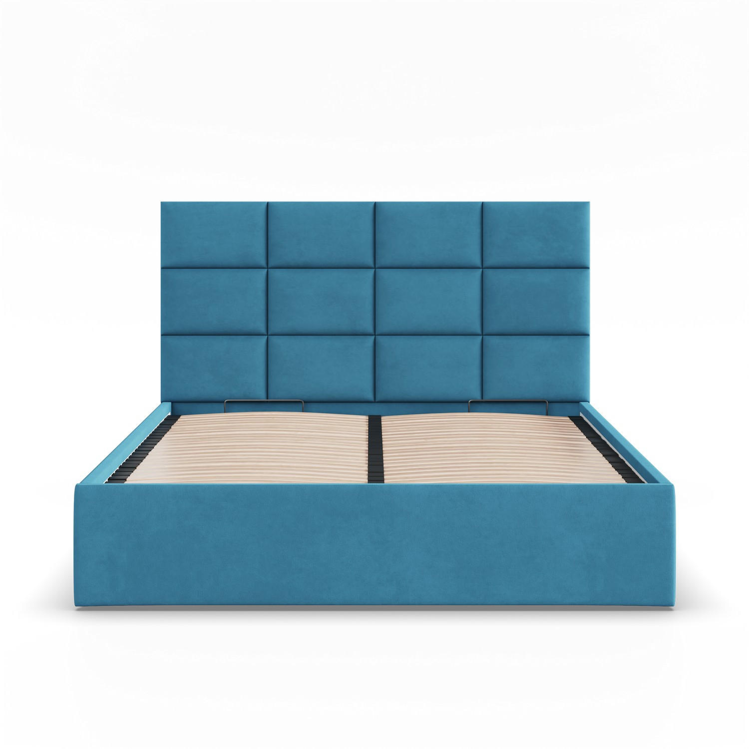 POLSTERBETT MIT KOPFTEIL 180x200 mit Bettkasten YORK, Blau - Blau, Textil (180/200cm) - Mebligo