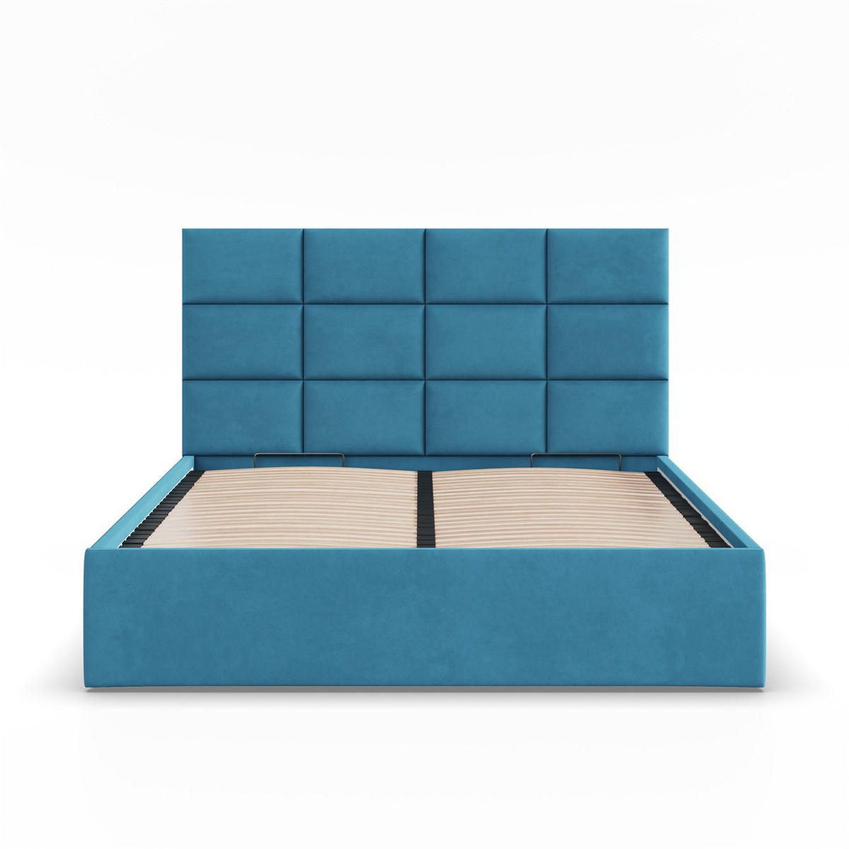 POLSTERBETT MIT KOPFTEIL 180x200 mit Bettkasten YORK, Blau - Blau, Textil (180/200cm) - Mebligo