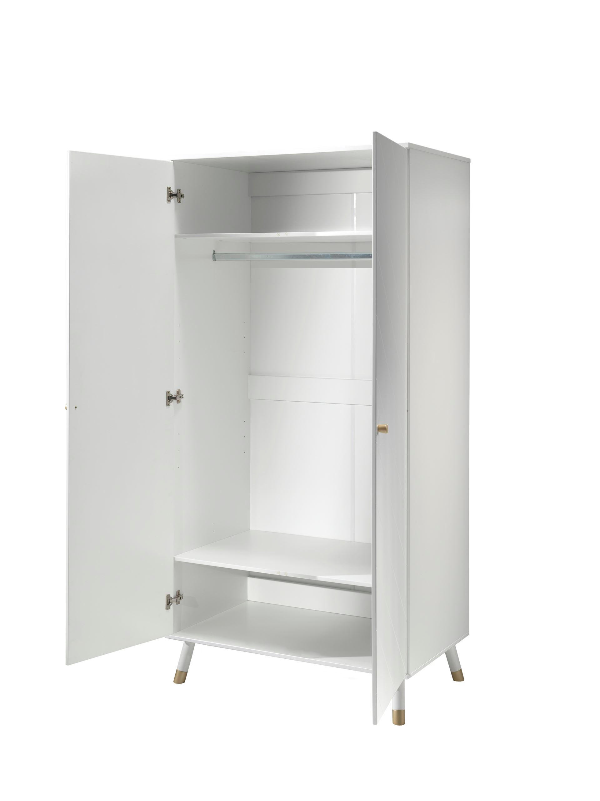 KLEIDERSCHRANK Kamillah 100x59x200 mit 2 Türen aus MDF in Satin Weiß - Weiß, Holzwerkstoff (100/200/59cm) - 58aufmkessel