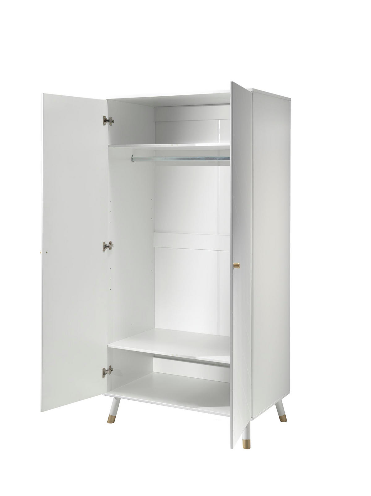 KLEIDERSCHRANK Kamillah 100x59x200 mit 2 Türen aus MDF in Satin Weiß - Weiß, Holzwerkstoff (100/200/59cm) - 58aufmkessel