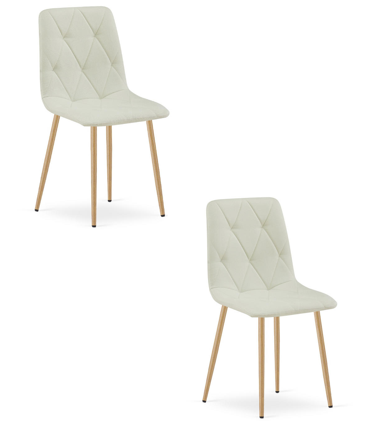 ESSZIMMERSTUHL 2-er Set TYRA beiger Sitz, Beine in Holzfarbe - Eichefarben/Beige, Textil (44.5/87/54.5cm) - Valora