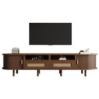 TV-LOWBOARD aus MDF 170x40x40 cm Dunkle Eiche mit 2 Schubladen, 2 Schiebetüren und ovaler Form - Braun, Holzwerkstoff (170/40/40cm) - Modfu