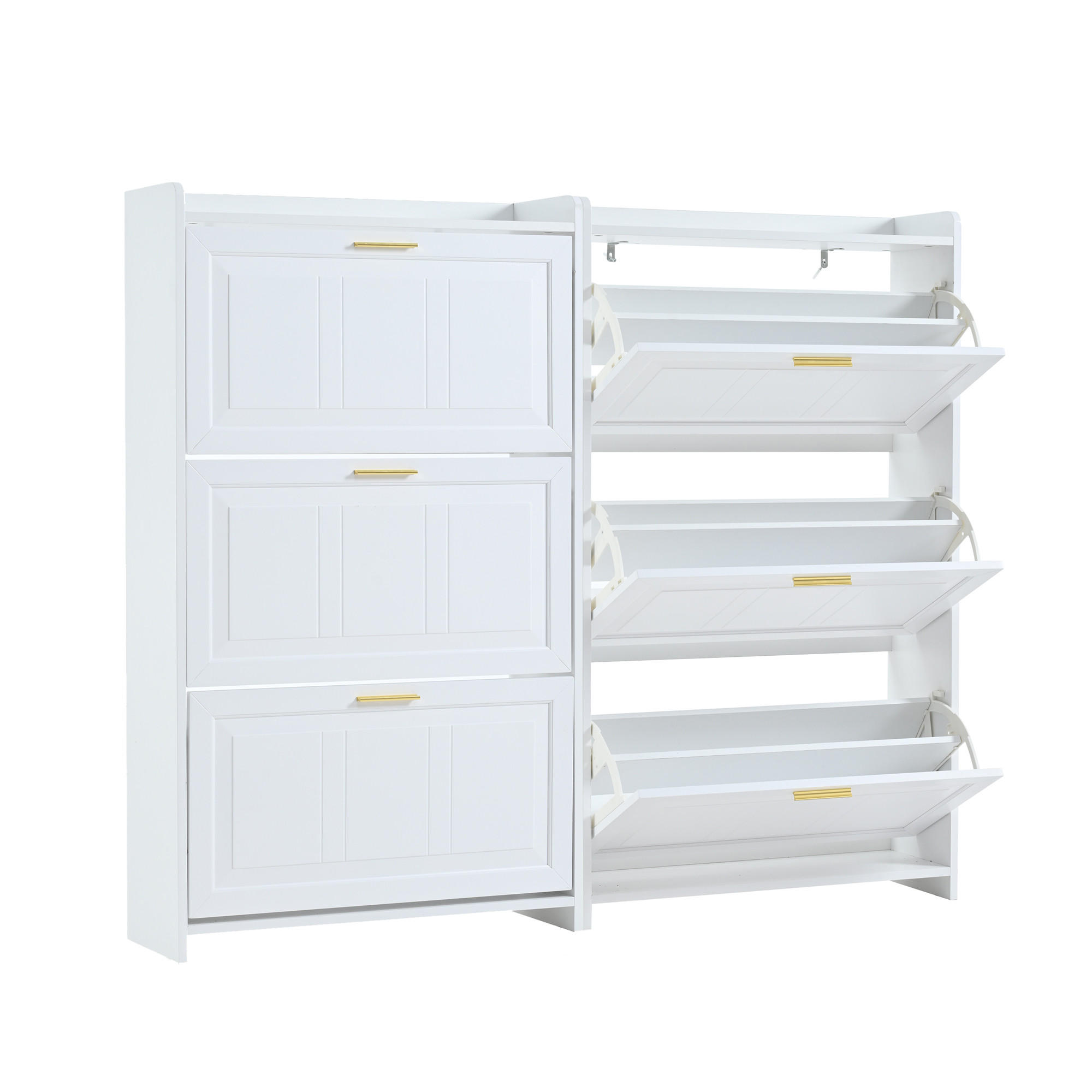 SCHUHSCHRANK Weiß 70/24/120 cm 2er-Set - Weiß, Holzwerkstoff (70/24/120cm) - PANGIVO