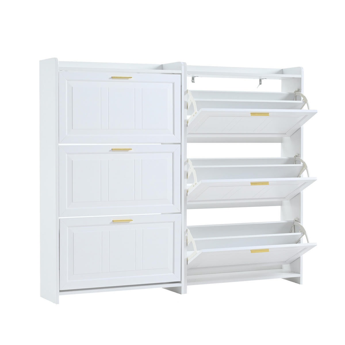 SCHUHSCHRANK aus MDF & Spanplatte 140x24x120cm in Weiß mit Klapptüren - Weiß, Holzwerkstoff (140/120/24cm) - Modfu