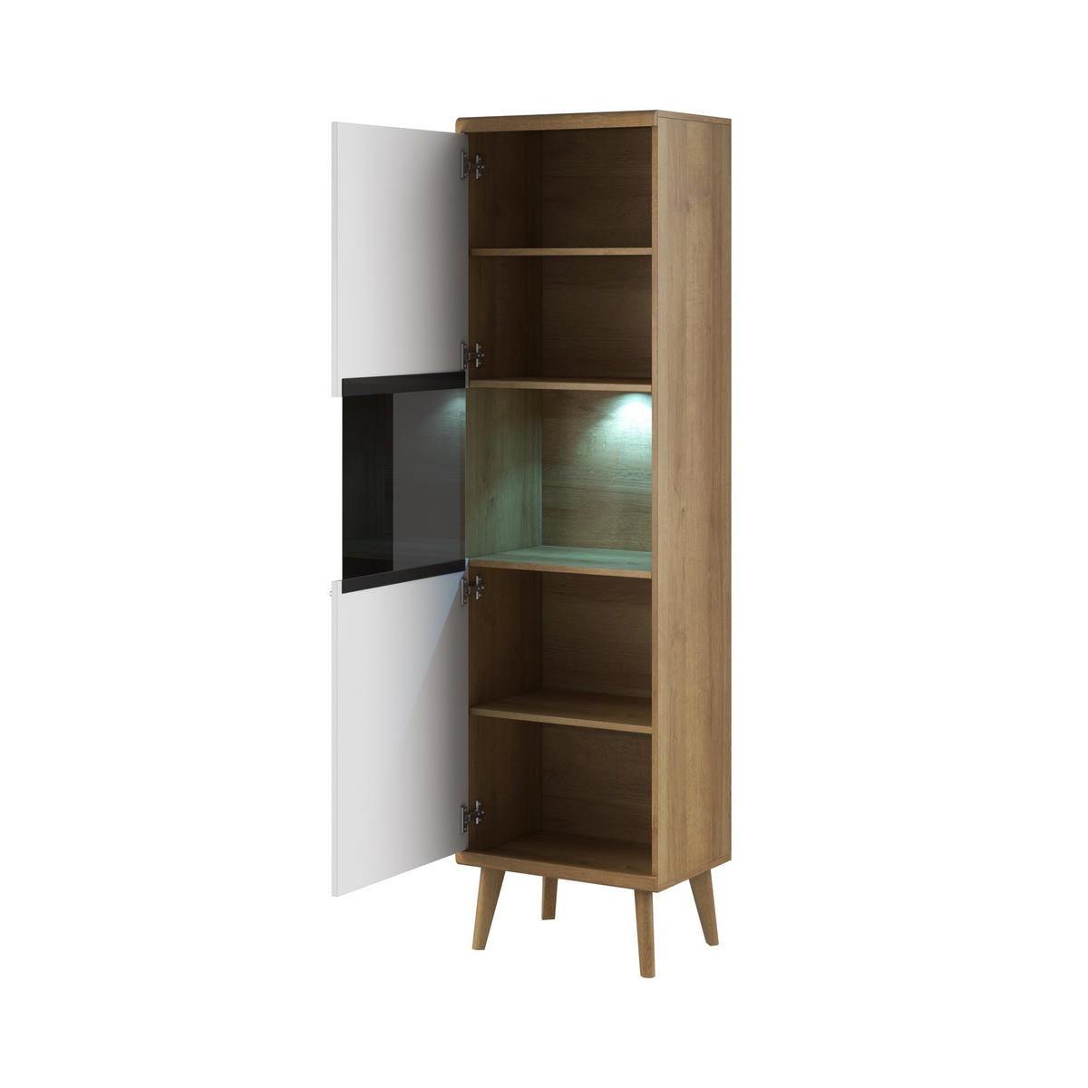 VITRINE in Eichefarben, Weiß - Eichefarben, Holzwerkstoff (50/197/40cm) - MASSENO