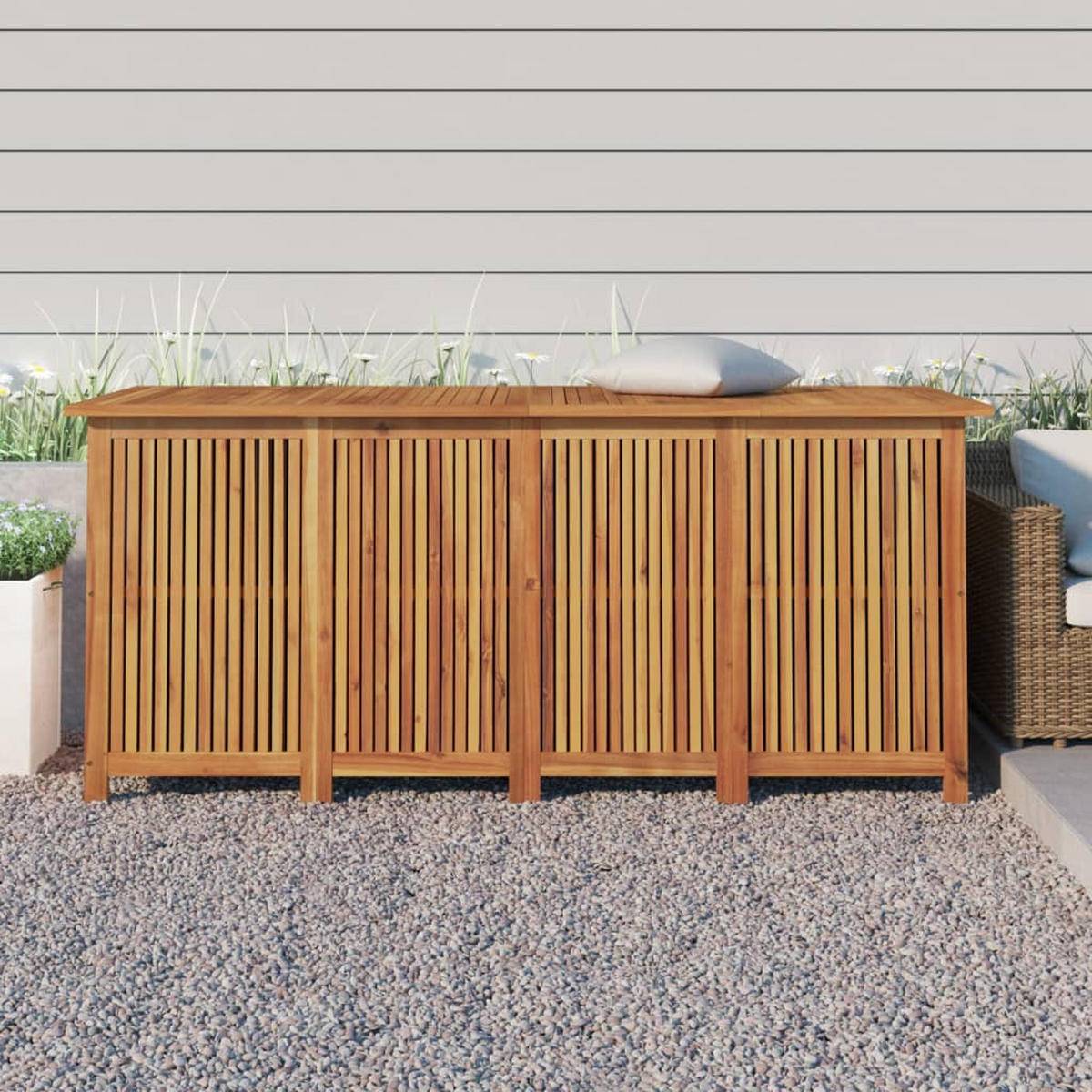 GARTENBOX 175x80x75 cm Massivholz Akazie - Braun, Holz (175/75/80cm) - furnicato